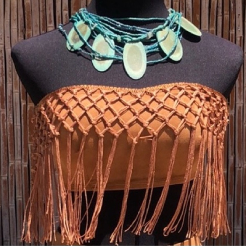 Bear Dance & HYFVE Cognac Fringe Skirt Wrap Top & Bandeau Top Rave Bundle Size L - Picture 15 of 16